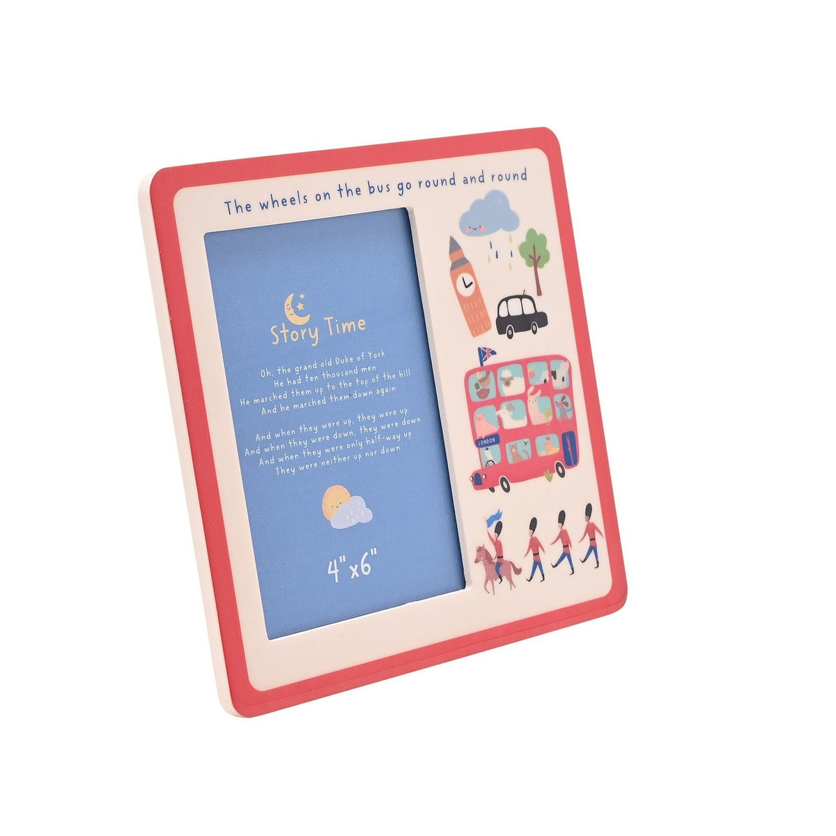 Wheels on The Bus Wooden Photo Frame 6 x 4in - Red & White