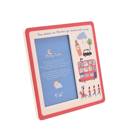 Wheels on The Bus Wooden Photo Frame 6 x 4in - Red & White