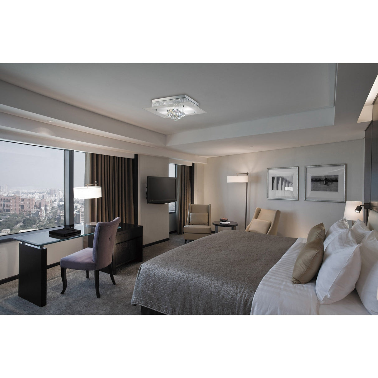 Tabitha 4 Light Flush Ceiling Light – Polished Chrome