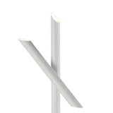The Take Blanco Dimmable LED Floor Lamp features two slender, diagonal tubes in white with angled tops, emitting soft 3000K light. A touch dimmer lets you easily adjust brightness—ideal for modern interiors. 9W LED included.