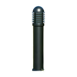 Tambour Louvred outdoor bollard light, 100cm cast aluminium pedestal in dark grey with domed top and six horizontal louvre fins, on a plain white background.