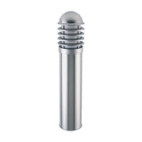 Tambour Steel Louvred bollard light, 75cm stainless steel cylinder with domed top and horizontal louvred vents, on a plain white background.