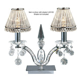 The Tara 2 Light Crystal Table Lamp features a polished chrome base, crystal accents, and two pleated translucent shades. Note: Shown with shade IL30100; shade not included.