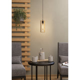 Tarnenne Wooden Pendant Light - Black & Wood