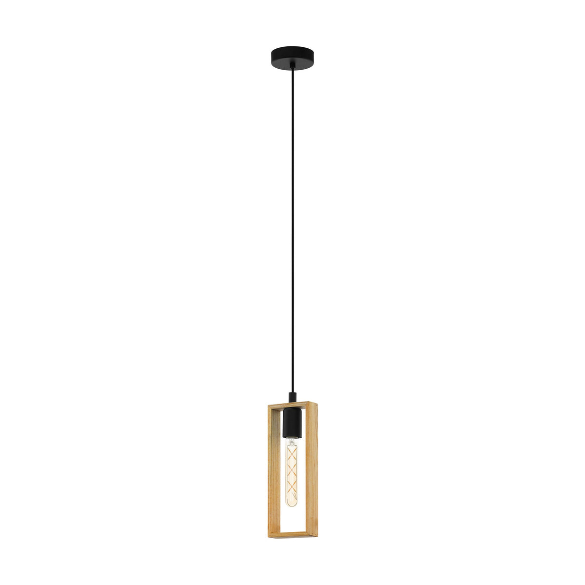Tarnenne Wooden Pendant Light - Black & Wood