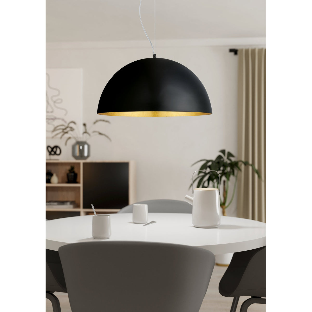 Tarvena Pendant Light 53cm - Black & Gold