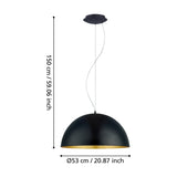 Tarvena Pendant Light 53cm - Black & Gold