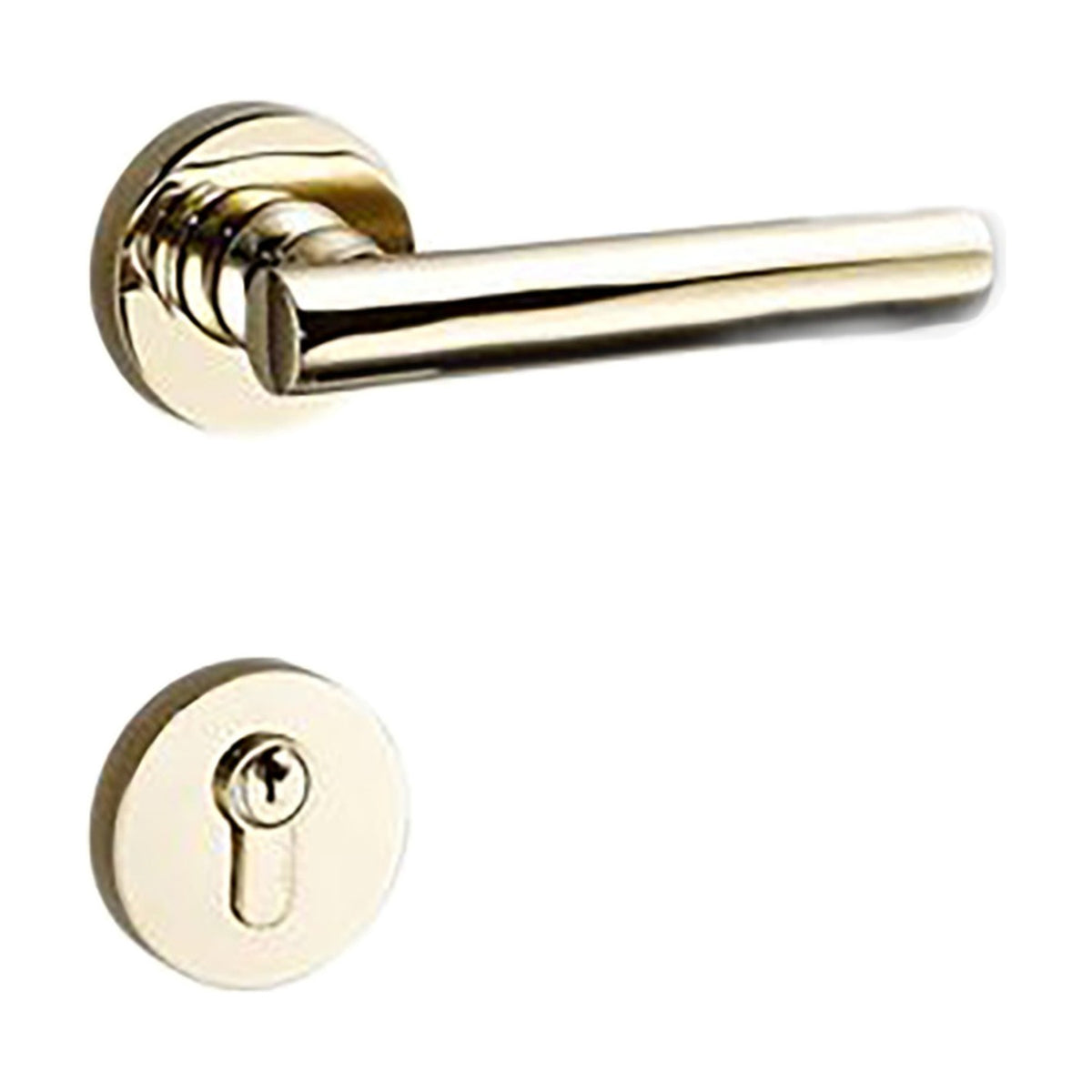 Tavrel Door Handle with False Lock (Set of 2) - Polished Brass