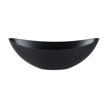 Tazeyol Planter 17.5cm in black, a long boat-shaped oval with pointed upswept ends and a matt finish, shown on a plain white background.