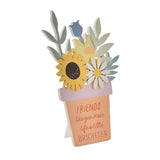 Friend Sunflower Flower Pot Wooden Plaque with Easel Stand