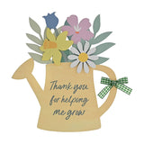 Thank You Watering Can Wooden Plaque with Stand - Yellow