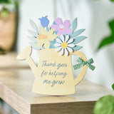 Thank You Watering Can Wooden Plaque with Stand - Yellow