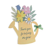 Thank You Watering Can Wooden Plaque with Stand - Yellow