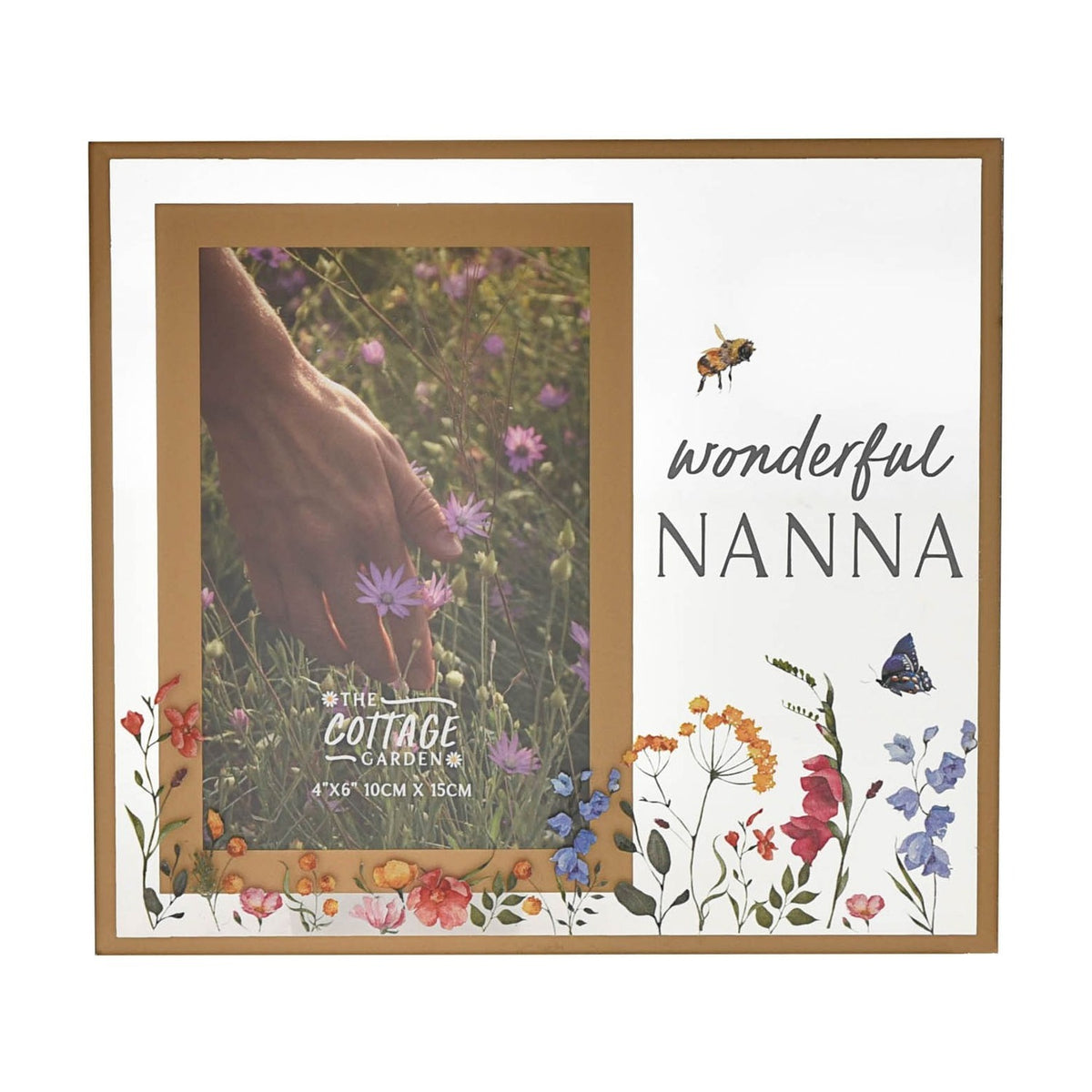 Nanna Wildflower Glass Photo Frame 6 x 4in - Clear & Gold