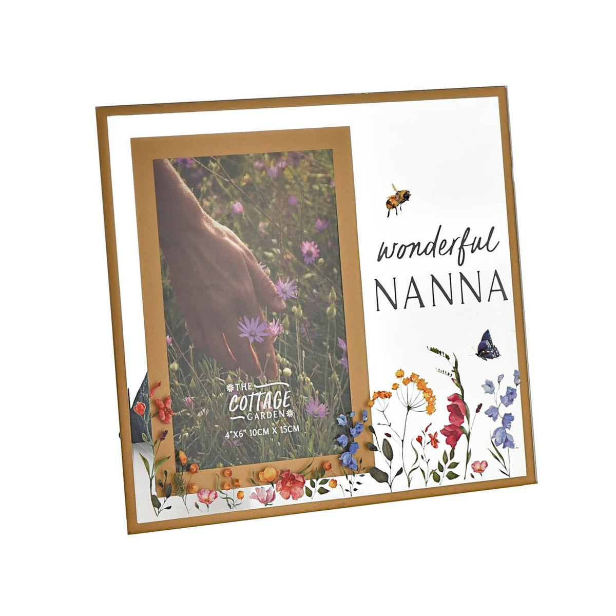 Nanna Wildflower Glass Photo Frame 6 x 4in - Clear & Gold