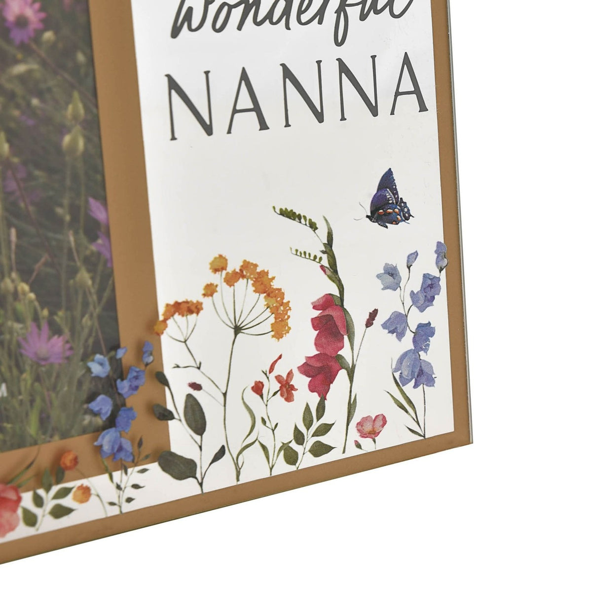 Nanna Wildflower Glass Photo Frame 6 x 4in - Clear & Gold