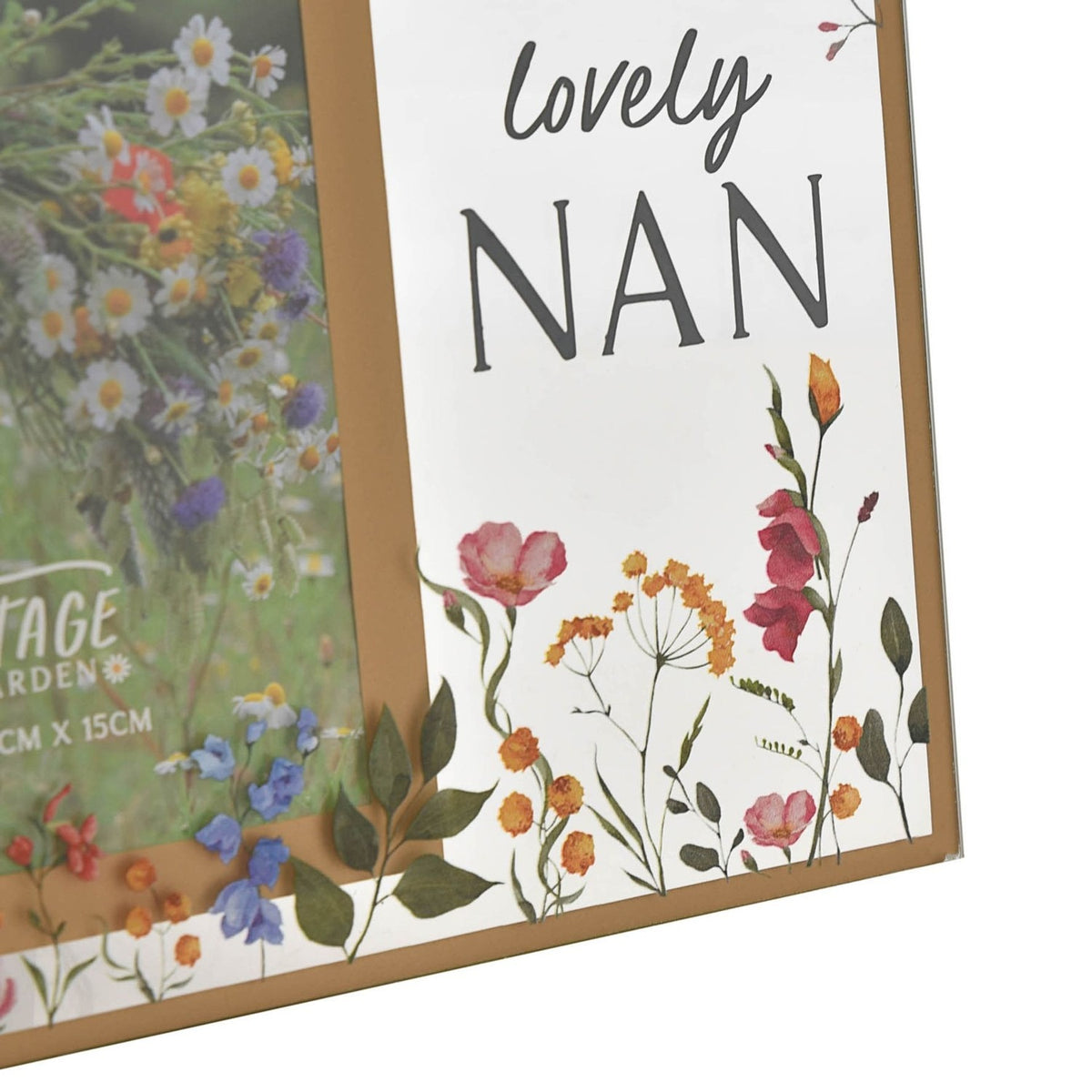 Nan Wildflower Glass Photo Frame 6 x 4in - White & Gold