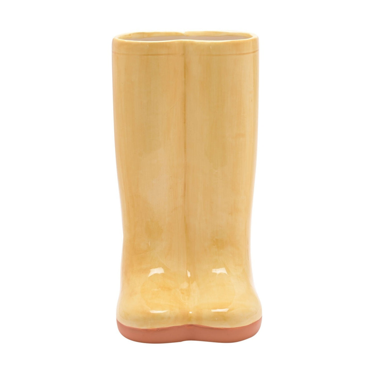 Pair of Wellies Large Glazed Ceramic Flower Vase - Yellow