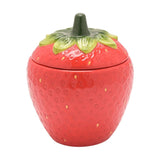 Strawberry Glazed Ceramic Sugar Bowl with Lid 290ml - Red