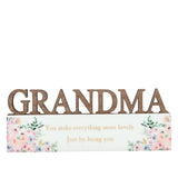 Grandma Pastel Floral Standing Wooden Word Plaque - White
