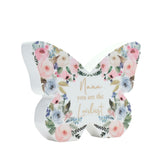 Nana Floral Print Butterfly Wooden Mantel Decoration - White