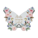 Auntie Floral Butterfly Wooden Mantel Decoration - White