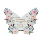 Change Floral Butterfly Wooden Mantel Decoration - White