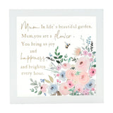 Mum Verse Watercolour Floral Framed Glass Plaque - White