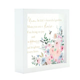 Mum Verse Watercolour Floral Framed Glass Plaque - White