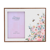 Corner Floral and Bee Wooden Photo Frame 6 x 4in - White
