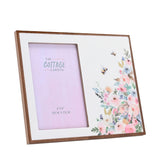 Corner Floral and Bee Wooden Photo Frame 6 x 4in - White