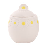 Daisy Stoneware Sugar Bowl with Lid 300ml - White & Yellow