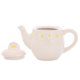 Raised Daisy Border Stoneware Teapot 700ml - White & Yellow