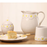 Embossed Daisy Border Stoneware Jug 300ml - White & Yellow