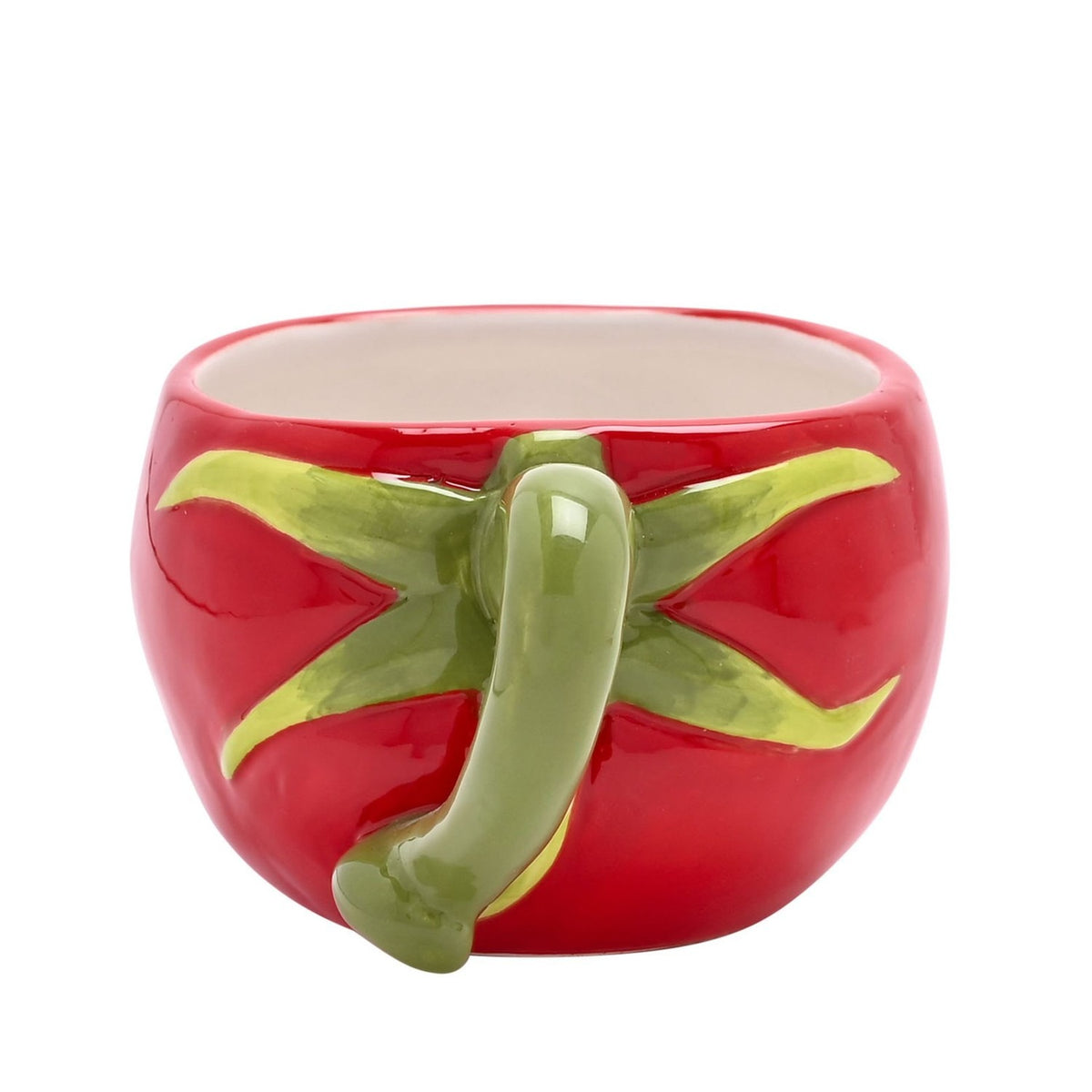 Tomato Stoneware Cup & Saucer 200ml with Stalk Handle - Red