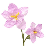 Two Purple Faux Flowers on a Single Stem with Stand - Green