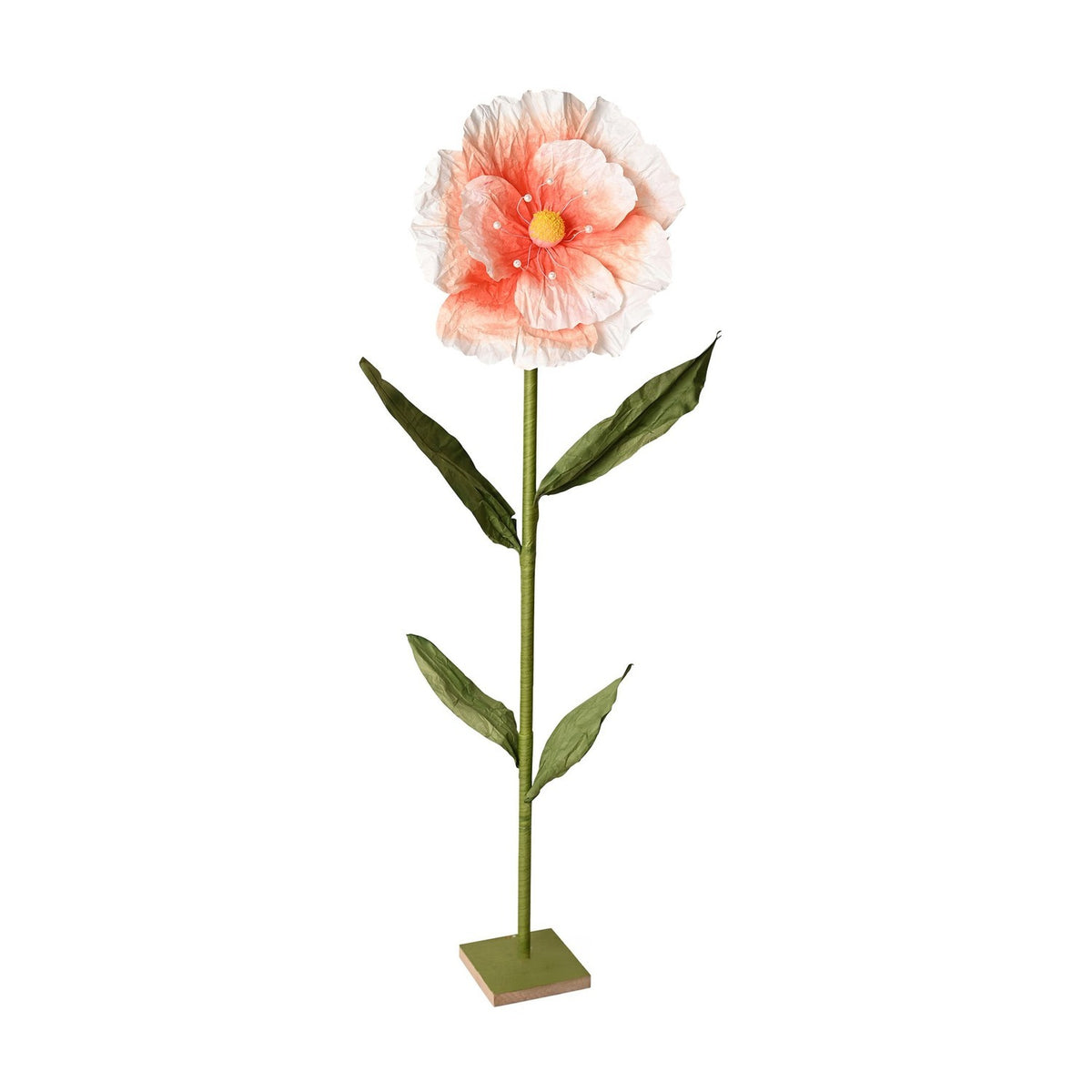 Isterlyn Flower Stand Ornament with Orange & White Petals - Green
