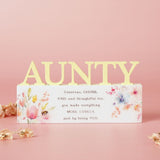Aunty Floral Verse Word Wooden Wall Art - Yellow & White