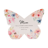 Mum Floral Butterfly Wooden Mantel Decoration - White