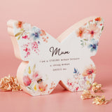 Mum Floral Butterfly Wooden Mantel Decoration - White