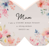 Mum Floral Butterfly Wooden Mantel Decoration - White