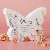 Mummy Floral Butterfly Wooden Mantel Decoration - White