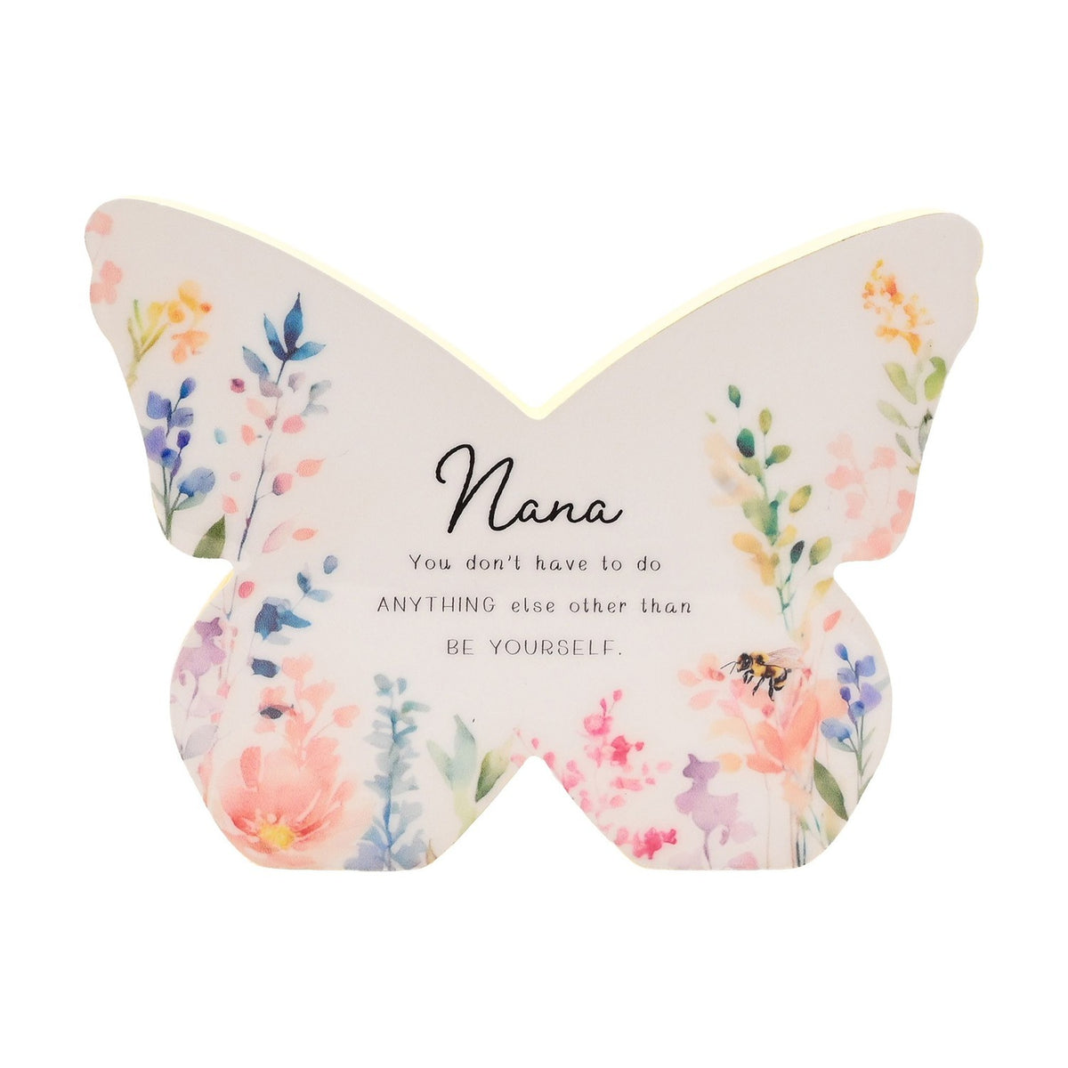 Nana Floral Butterfly Wooden Mantel Decoration - White & Yellow