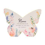 Nana Floral Butterfly Wooden Mantel Decoration - White & Yellow