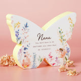 Nana Floral Butterfly Wooden Mantel Decoration - White & Yellow
