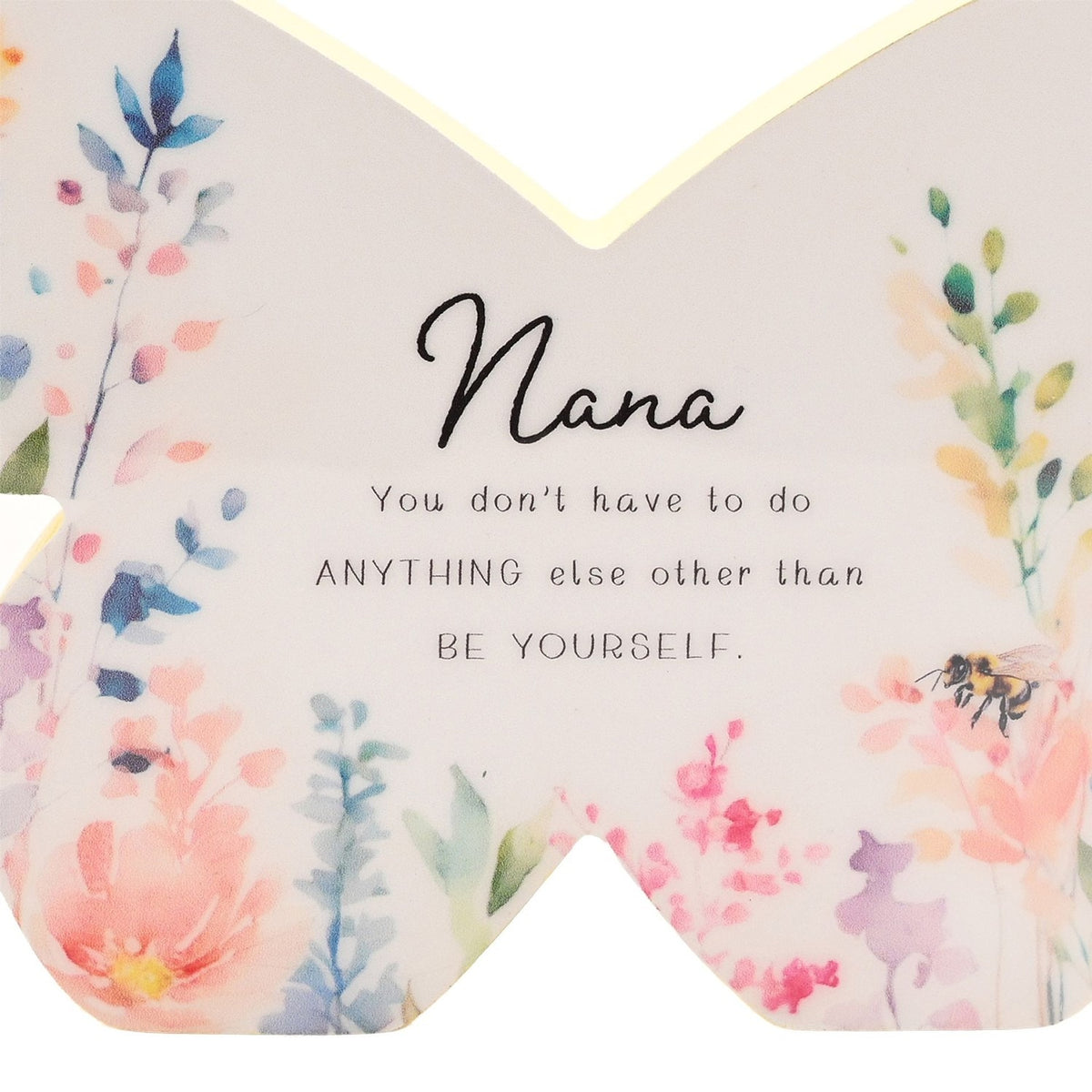 Nana Floral Butterfly Wooden Mantel Decoration - White & Yellow