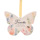 Friends Floral Butterfly Hanging Wooden Decoration - White