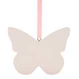 Sisters Floral Butterfly Hanging Wooden Decoration - White