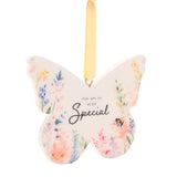 Special Floral Butterfly Hanging Wooden Decoration - White