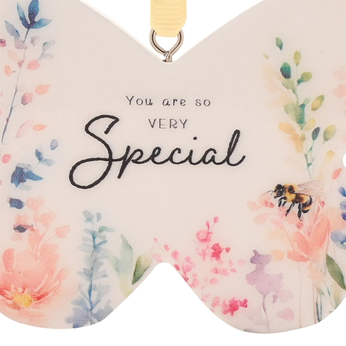 Special Floral Butterfly Hanging Wooden Decoration - White